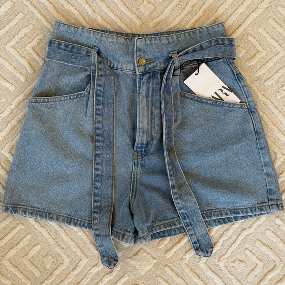 NWT Zara Women's High Rise Light Blue Denim Shorts - Picture 8 of 11